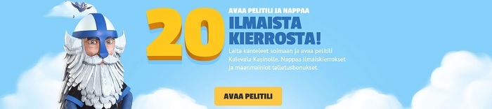 Nappaa nyt Kalevalalta ainutlaatuiset 20 ilmaispyöräytystä ilman rahallista talletusta eli pelaa ilmaiseksi